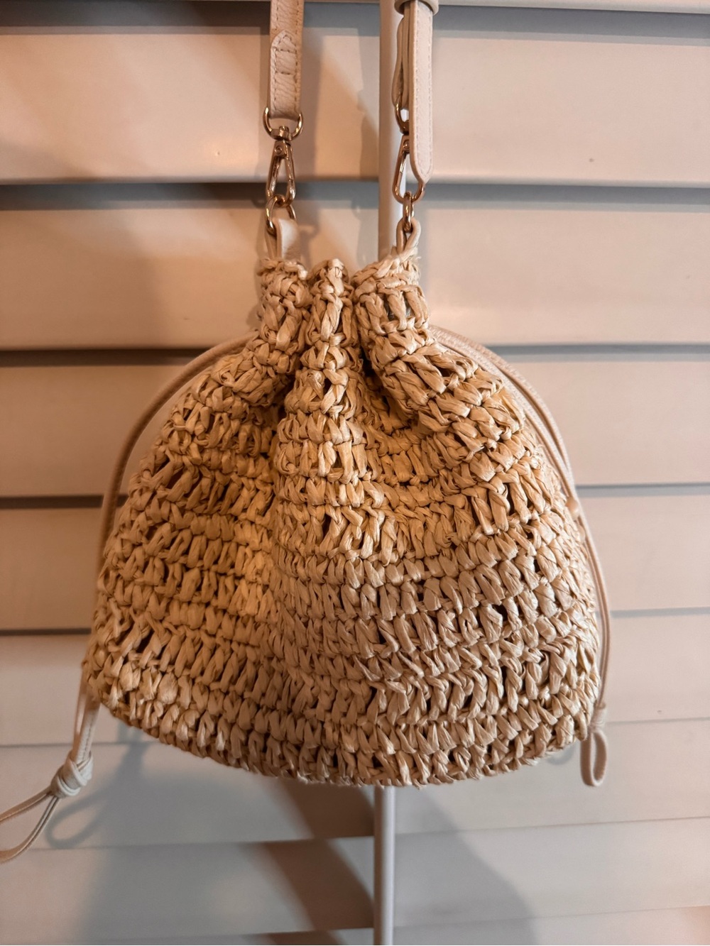 Universal Thread Natural-Tone Woven Drawstring Crossbody